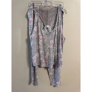 Flora by Flora Nikrooz Pajama Set‎ Leopard Rose Print Racerback Tank Pants XL